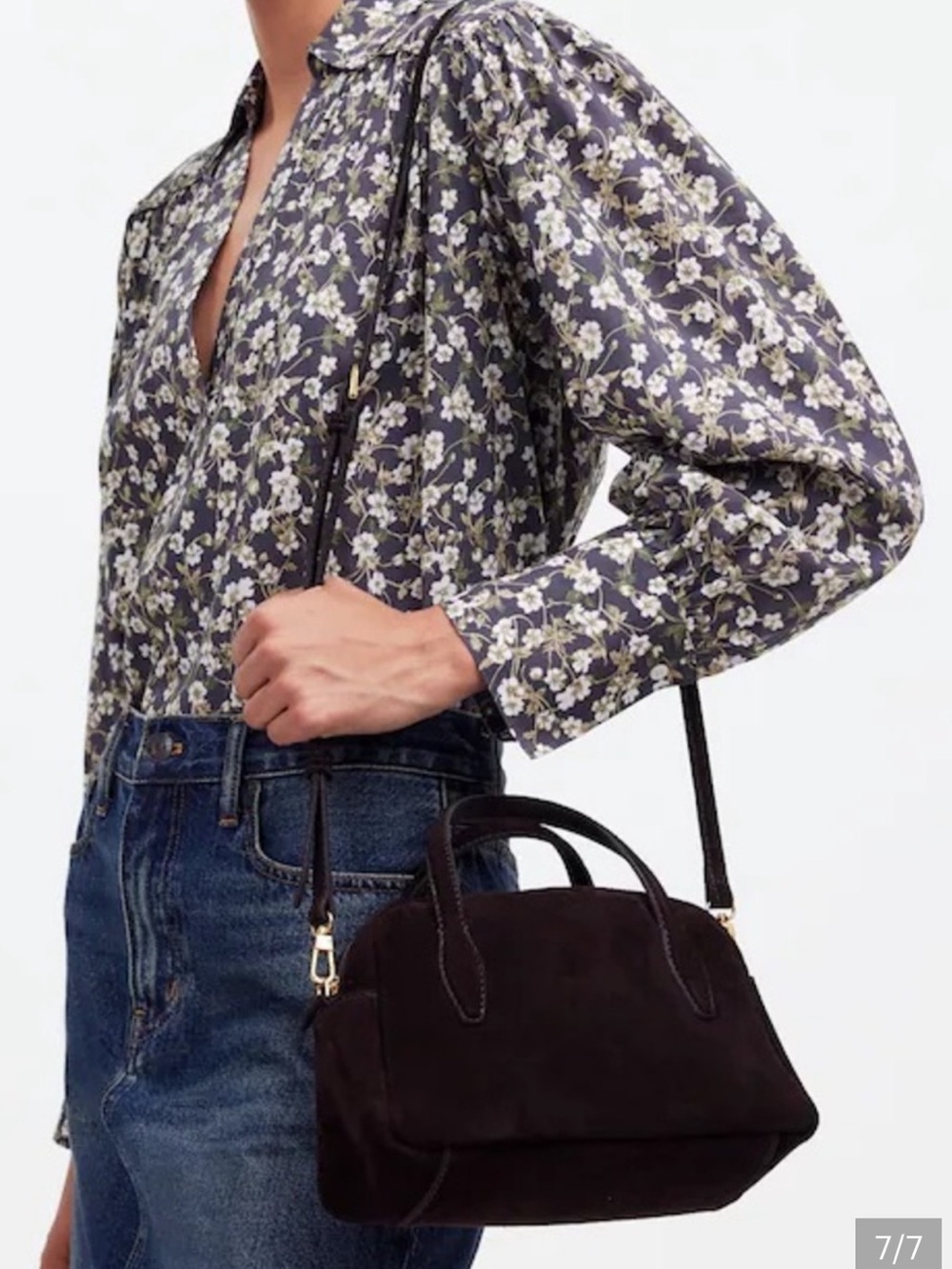 Madewell Small Crossbody Bag in Dark Brown Suede